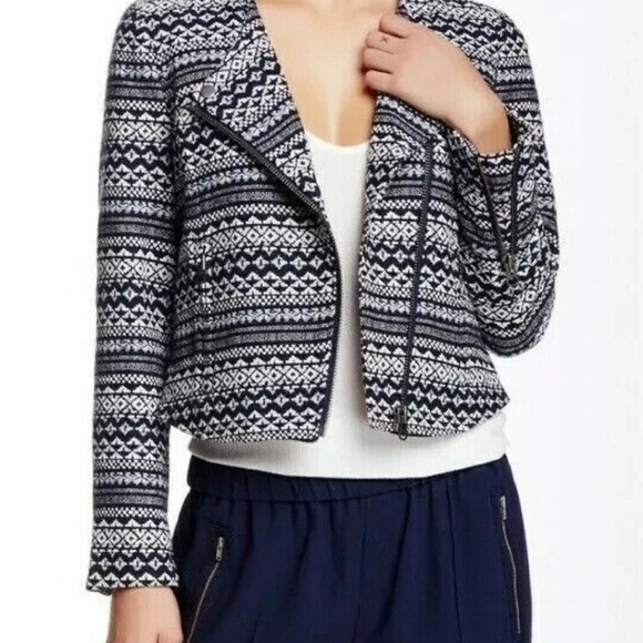 Joie Jackets & Blazers - Joie Printed Cropped Moto Jacket